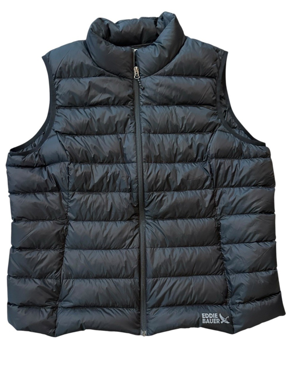 EDDIE BAUER black nylon down filled puffer vest size 2X - LIKE NEW!